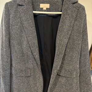 LOFT Women's Black and White Herringbone Blazer